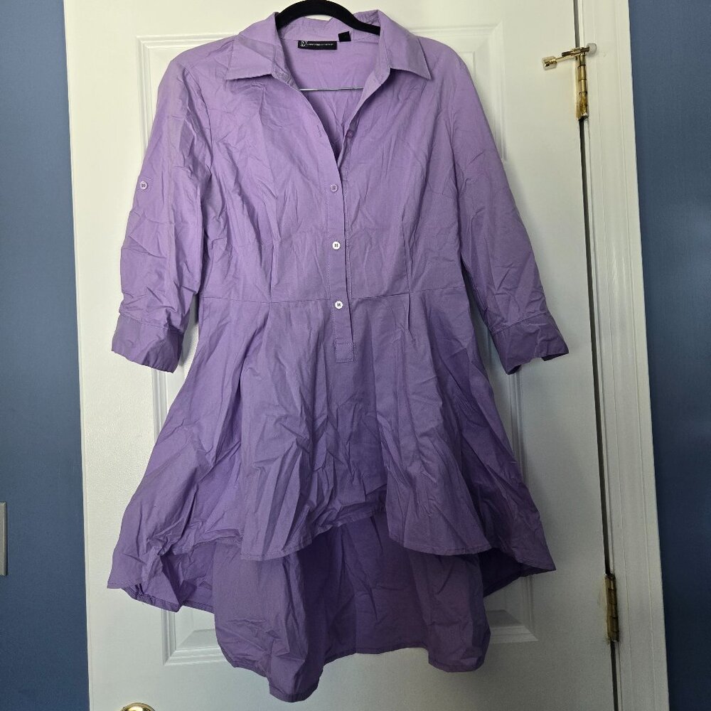 NWOT NY&C High-Low Purlple Peplum Tunic Office Business Casual Shirt